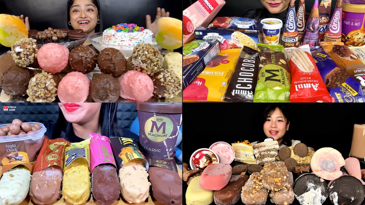 Asmr:Eating Lots Of Icecream,Chocobar,Cornetto,Magnum,Kwality Walls,Amul,Hocco,Mango, Strawberry 😋