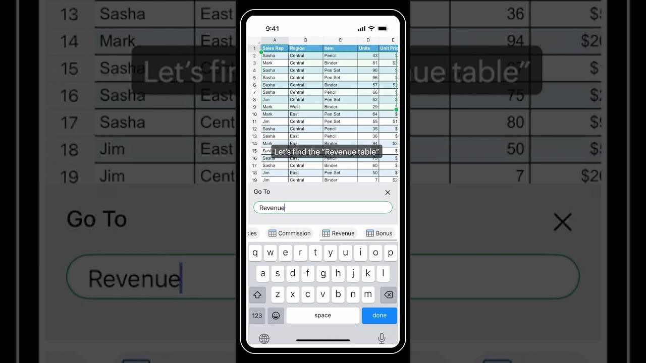 Quickly find tables in spreadsheets using the Go To option in 