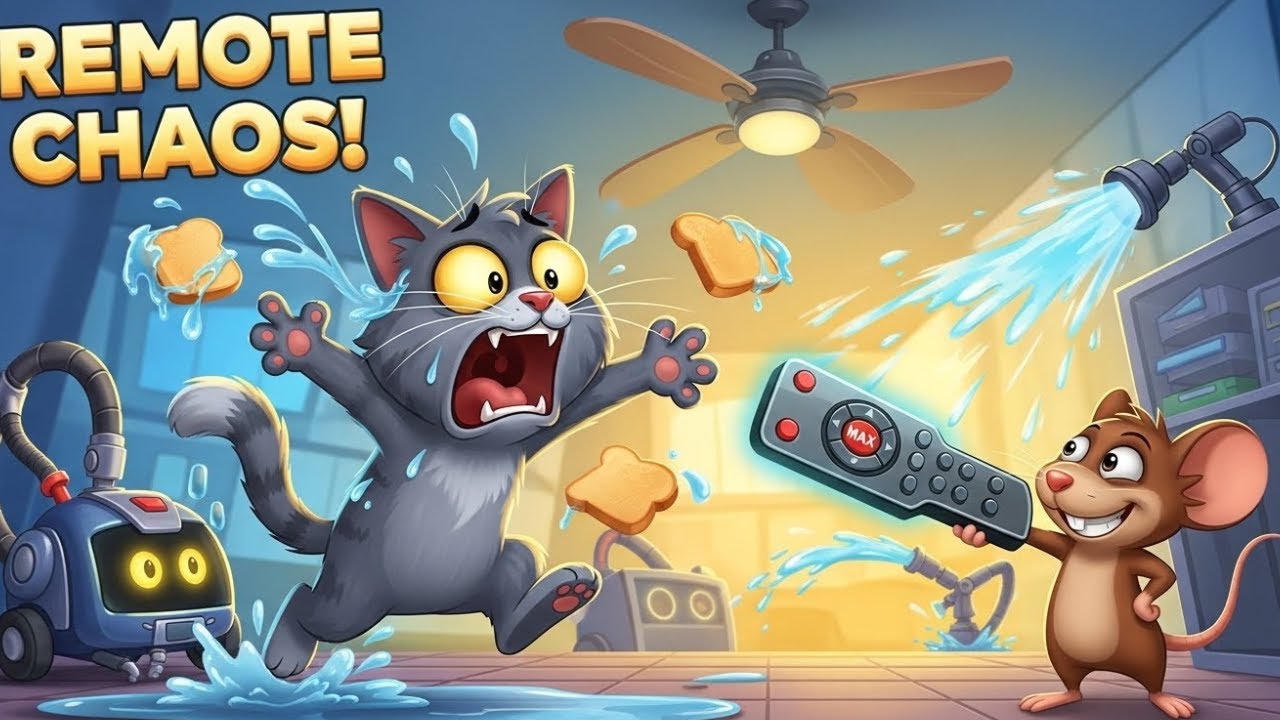 Cat vs Mouse: Remote-Control Disaster (Tom & Jerry Style Cartoon)