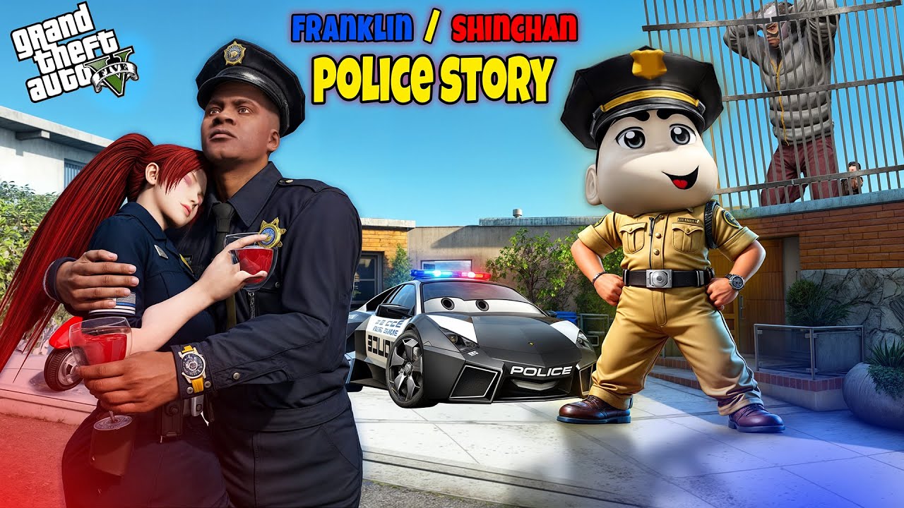 😂 Shinchan Becomes Police! 😱 Franklin Robs Bank to Save Girl Officer 😍 | GTA 5 Malayalam Story
