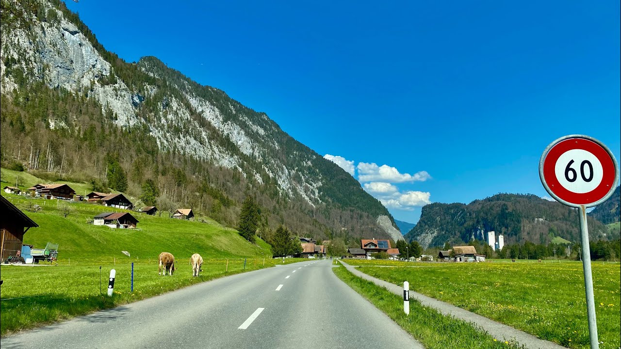Driving in Switzerland  🇨🇭 To Wimmis via Oey 🚘| Spring - Nature & Cows 🍀🐄