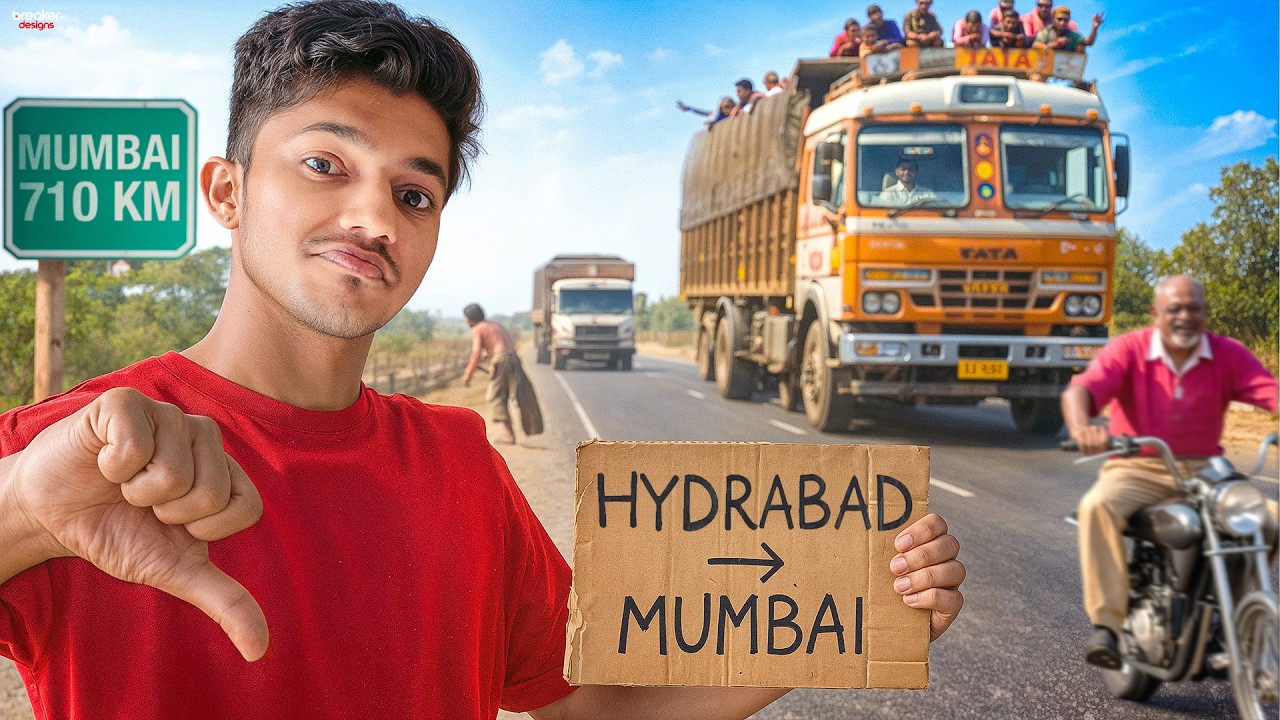 HYD → Mumbai trucks lo lift adigi vellina journey 😳