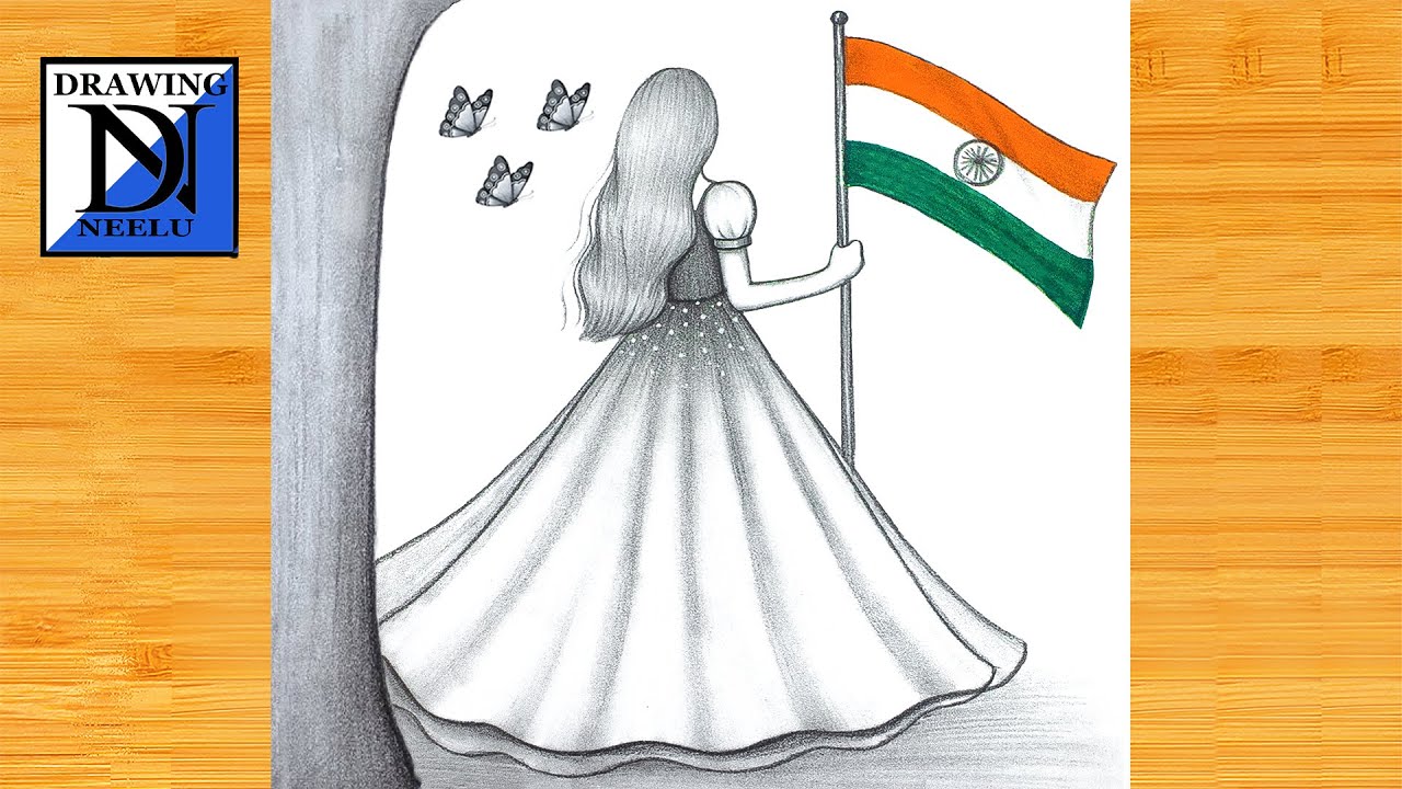 How to draw a Girl celebrate 26 January -Republic day Drawing || Pencil sketch tutorial || Drawing