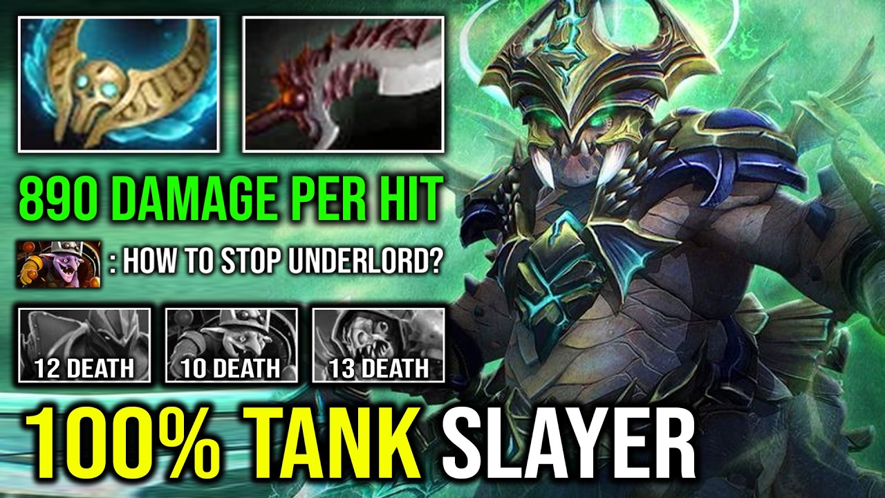 100% TANK SLAYER +890 Damage Per Hit Better Than Sven with 1v5 Right Click Solo Mid Underlord Dota 2