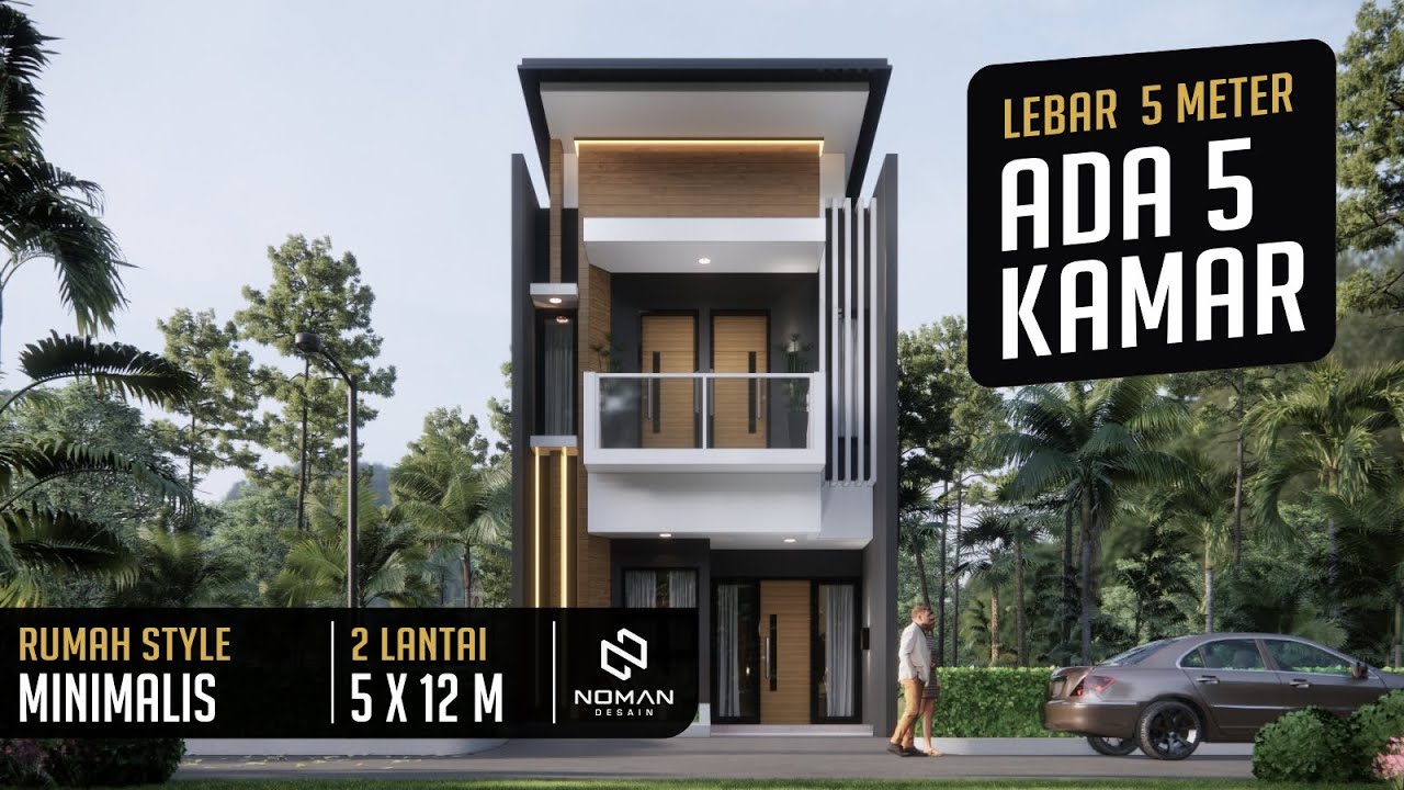 Desain rumah 5 x 12 m  2 lantai  |   lahan sempit  |   tapi ada 5 kamar