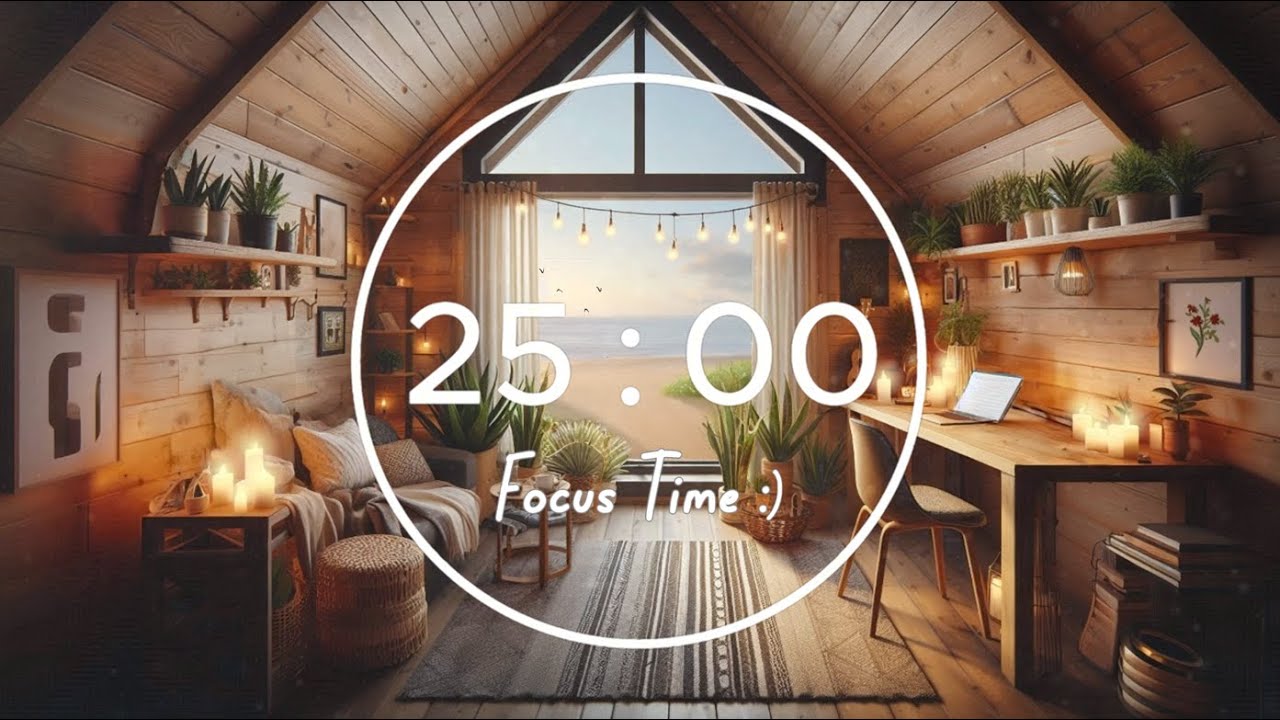 🎧 25/5 Pomodoro & Lofi on the Beach 🌊 Chill Lofi Playlist for Work & Study [ with Sea Sounds ]