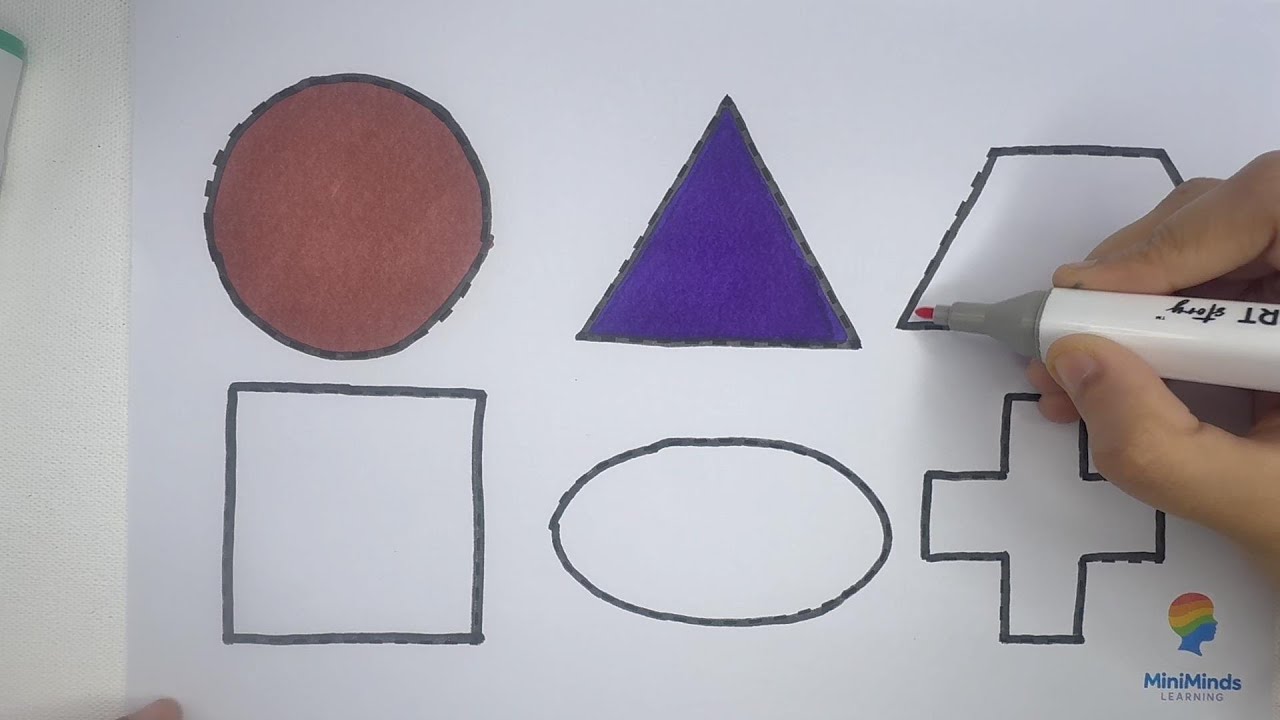 Tracing & Coloring Shapes for Kids ✍️🎨 | Circle, Triangle, Square & More | Miniminds Learning
