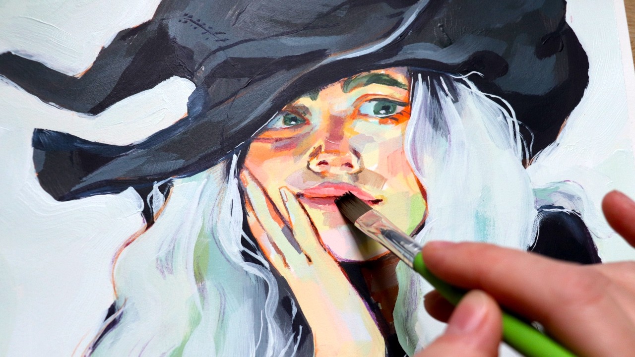 Acrylic Painting Process | Witchy Portrait