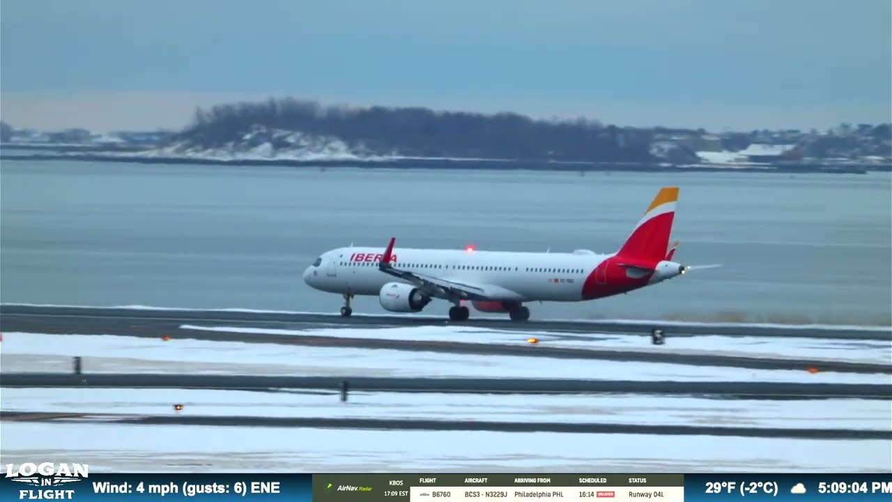 Iberia Airlines Takeoff on Runway 9 at Logan Airport | Boston Plane Spotting