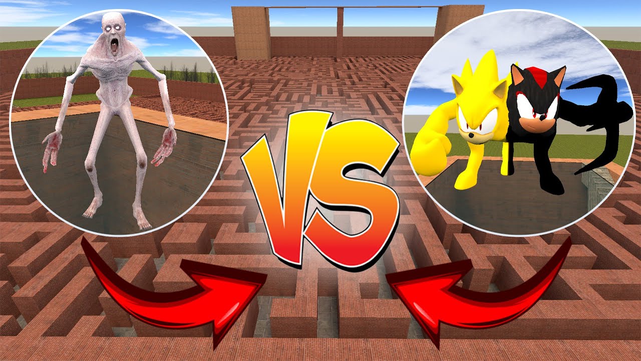 NEW BOSS SONIC SMILEY'S VS SCP 096 IN BIG MAZE - GARRY'S MOD (ROBLOX)