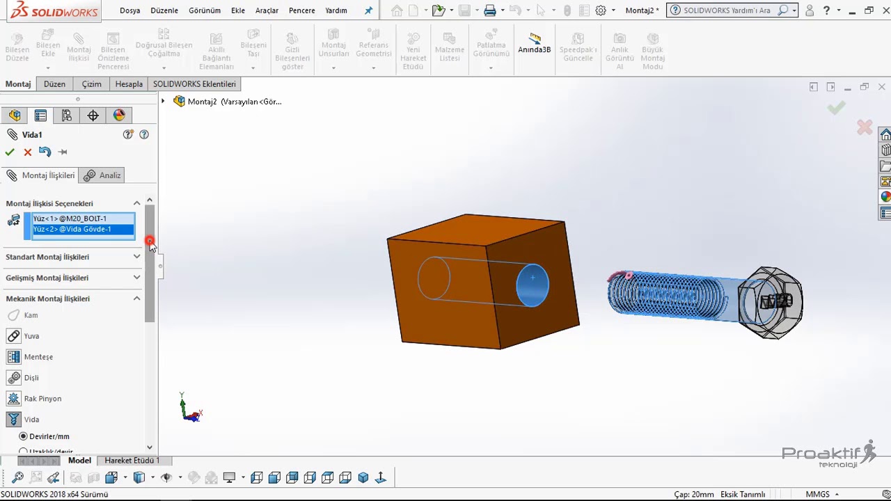 SolidWorks Montaj 133 Vida İlişkisi