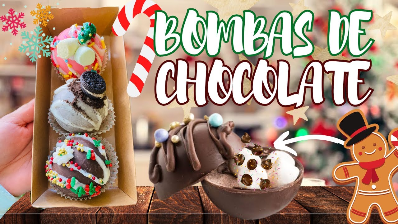 BOMBAS DE CHOCOLATE 💣🍫🎄NAVIDEÑAS  receta Fácil PASO a PASO (Hot Chocolate Bombas) DIFERENTES SABORES