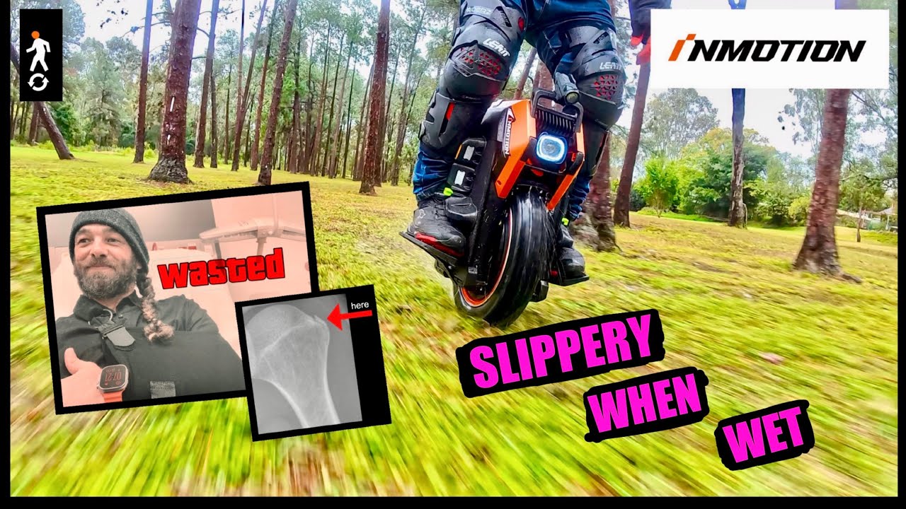 INMOTION V14 wet weather test, BEST ELECTRIC IN THE WET! & first broken bone on electric unicycle.