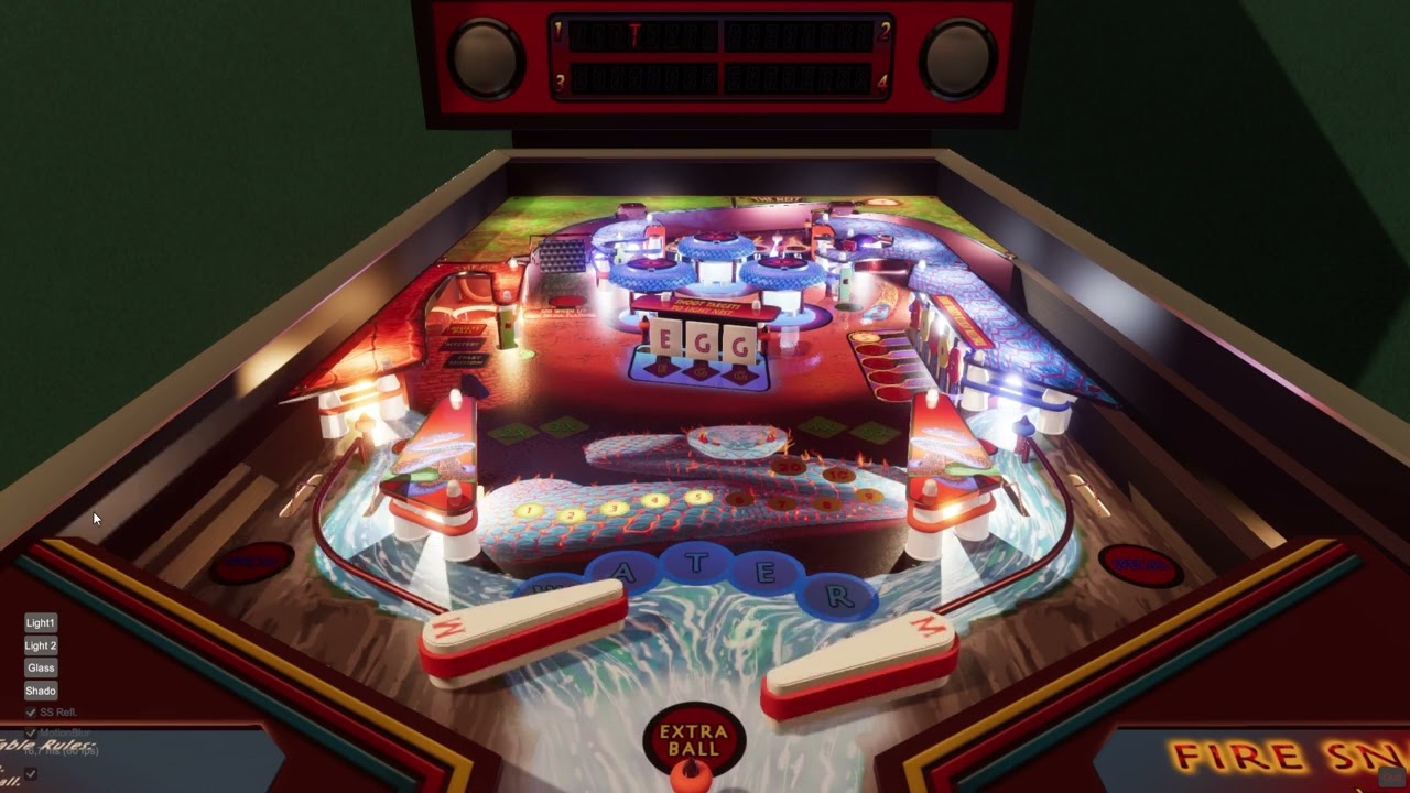 Fire Snake Pinball light and reflection test.