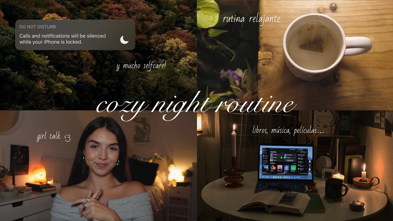 cozy night routine 🍵🌙 autocuidado, libros, relajación...