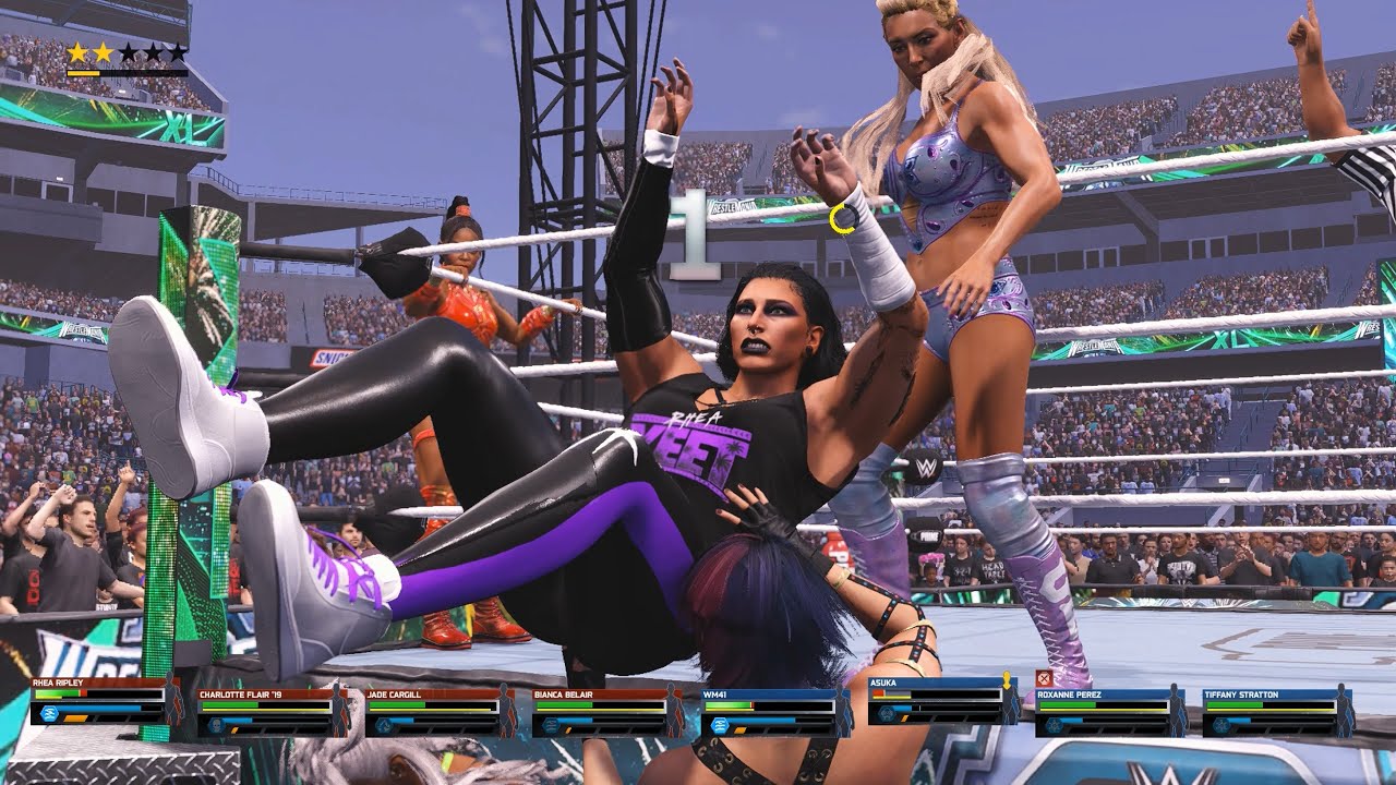Rhea, Charlotte, Bianca, Jade Vs Asuka, Tiffany, Liv and Roxanne - 4 on 4 Tag Match - WWE 2K25