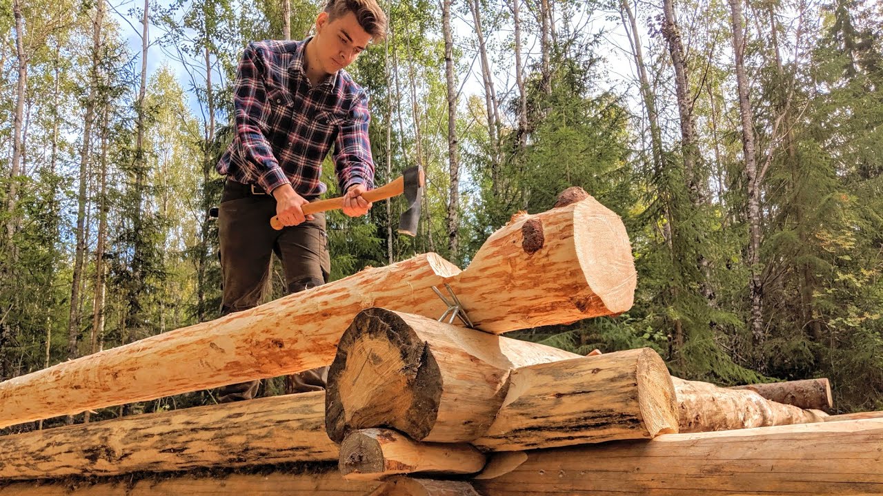 Solo Off Grid Timbering Log Cabin only Hand Tools | 7.0 | - One Man Traditional Log Cabin series