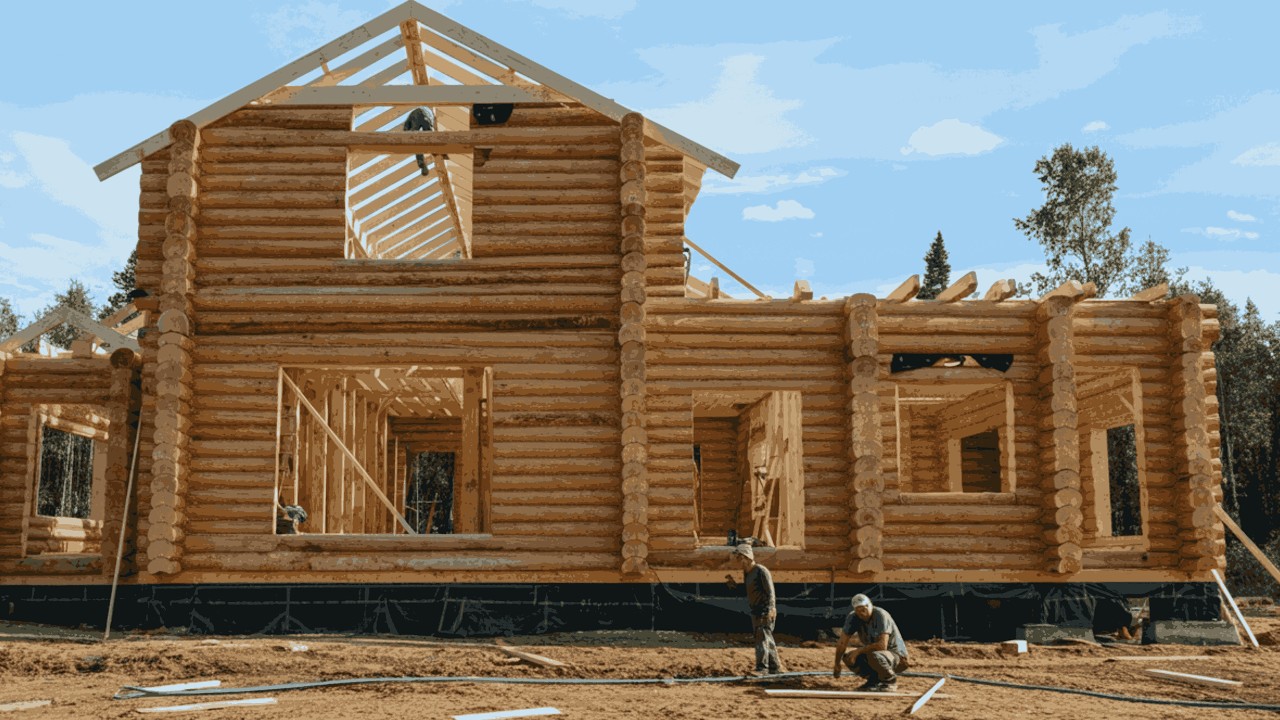 Man Builds Dream Log Cabin in the Wilderness | From Start to Finish