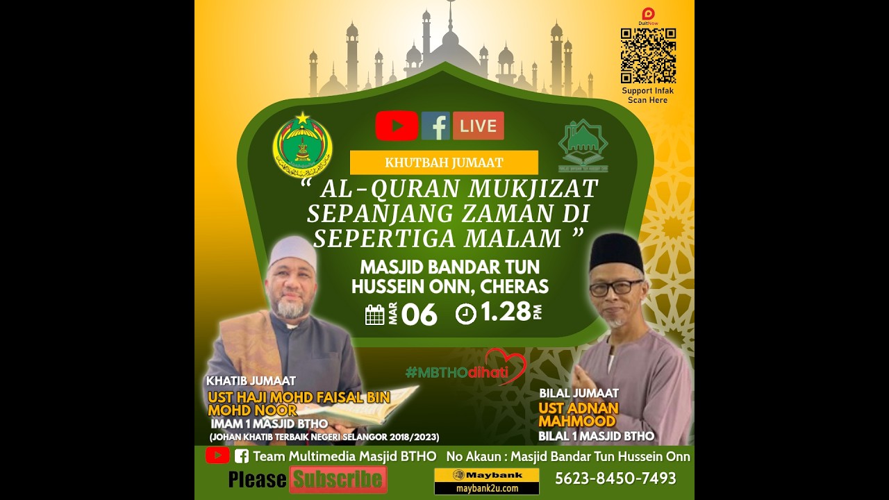 📣🕌🎥 KHUTBAH JUMAAT, SOLAT JUMAAT & TAZKIRAH ZOHOR 🎥🕌📣| 16 RAMADAN 1447H | 06 MAR 2026M