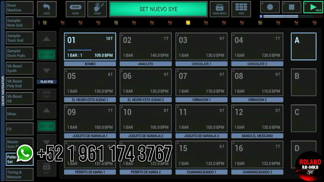 Roland R8-MKII - 5 Kit de bateria - 57 Ritmos aplicación modificada para teléfonos android