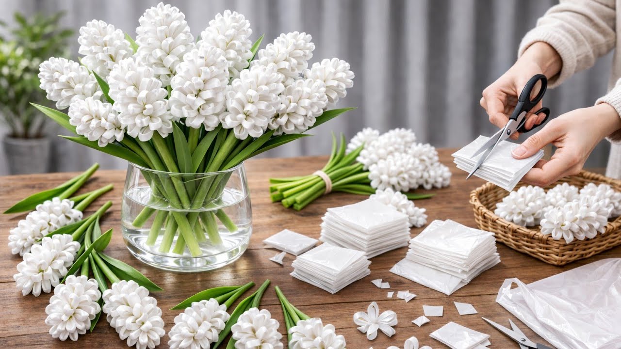 How to make Realistic Plastic bag Flowers at Home | Simple DIY Tutorial#diy #plasticbagcraft #art