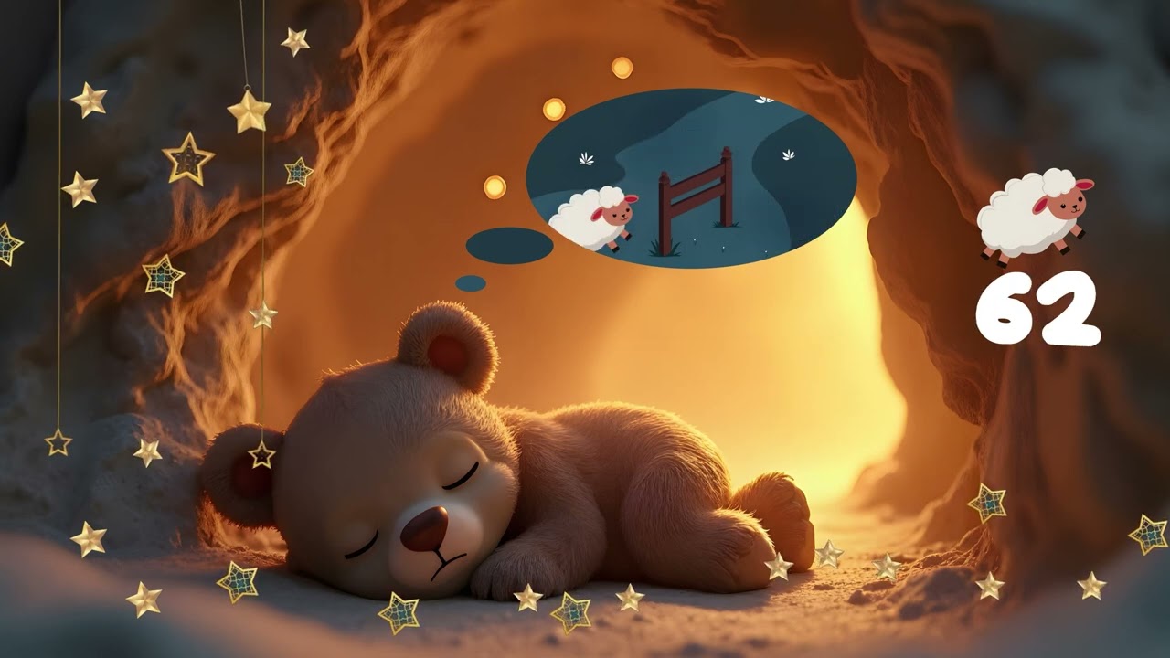 1 Hour Baby Lullaby &ndash; Soft Music & Dreamy Visuals - Bear sleeping and Sheep counter