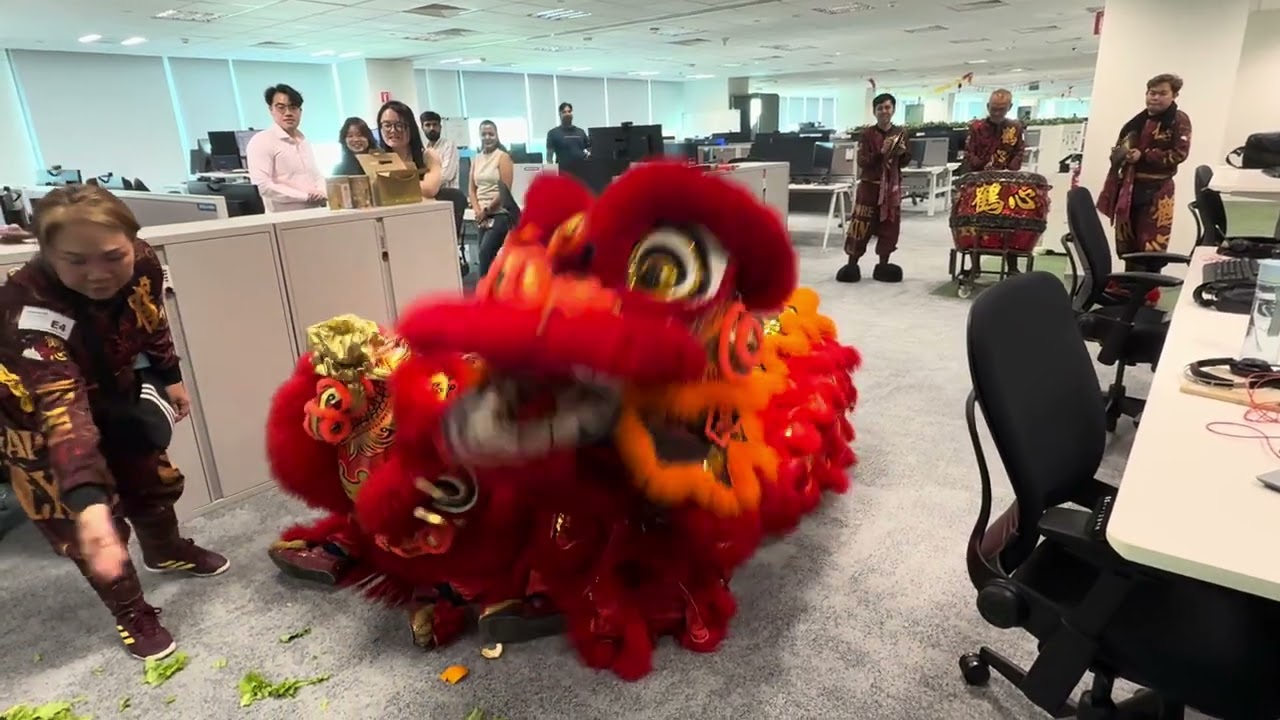 Grand Lion Dance at Our Company 🧧✨ Chinese New Year Celebration