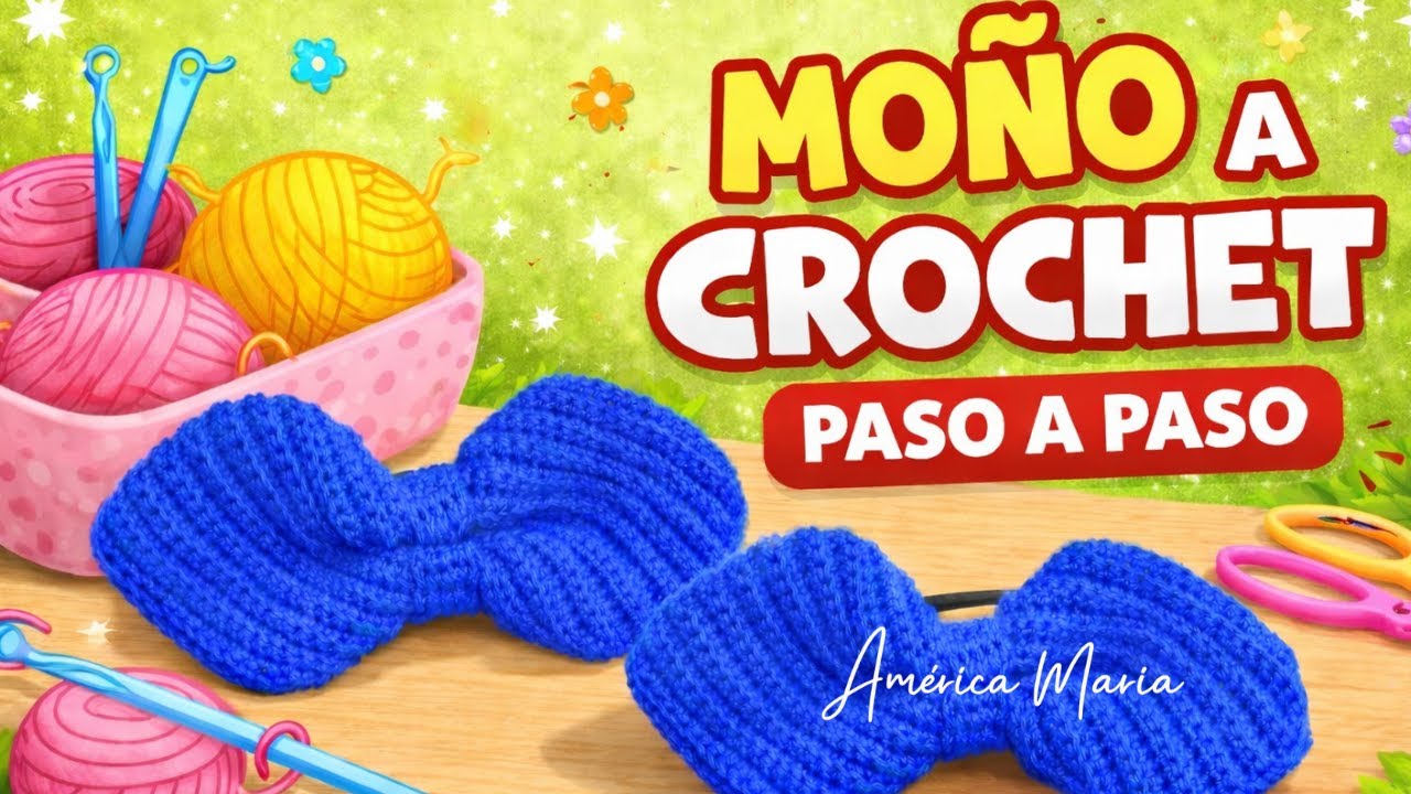 Moño a crochet fácil , con varias formas de usar paso a paso🧶💕
