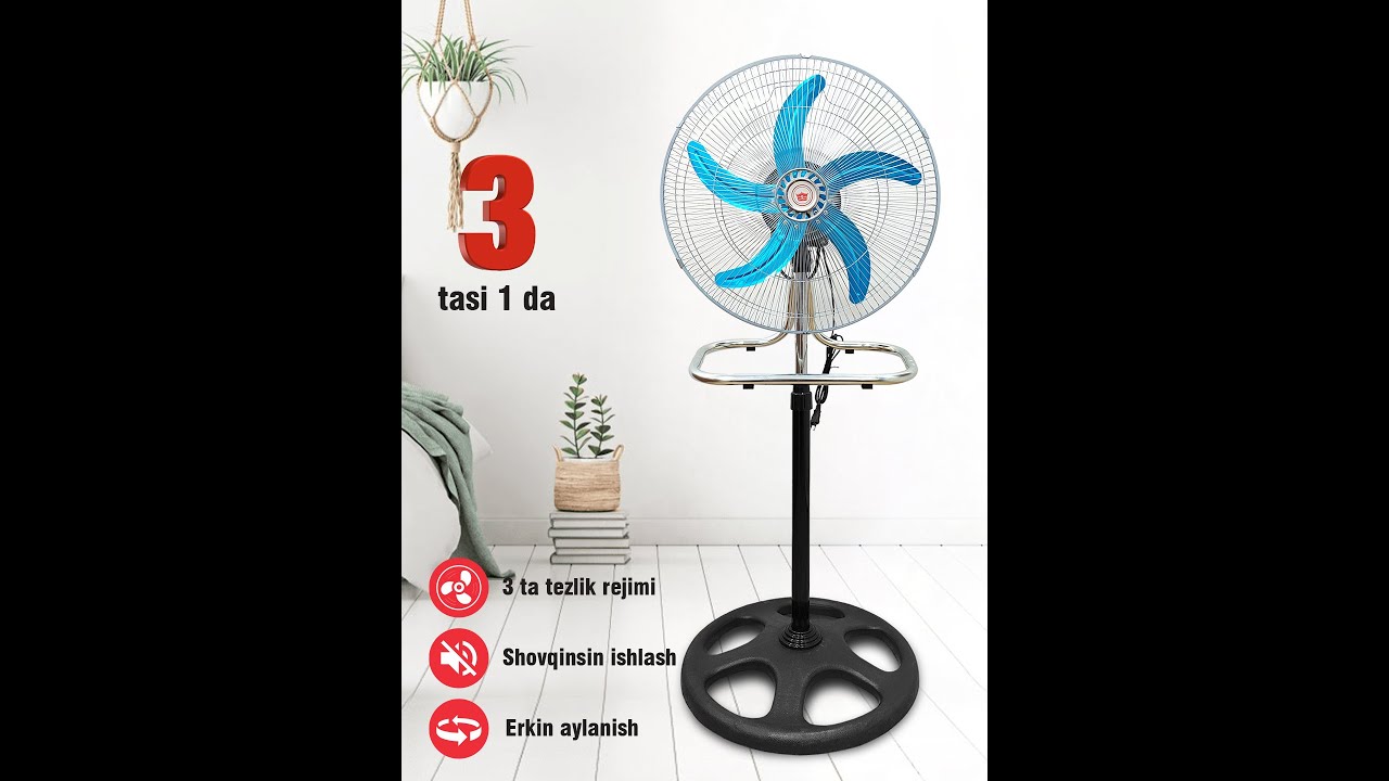 Polda turadigan ventilyator 5 parrakli yig'ish