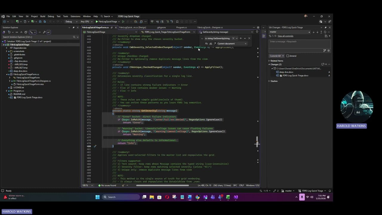 FDRS Log Quick Triage | C# .NET Diagnostic & Cybersecurity Log Analyzer