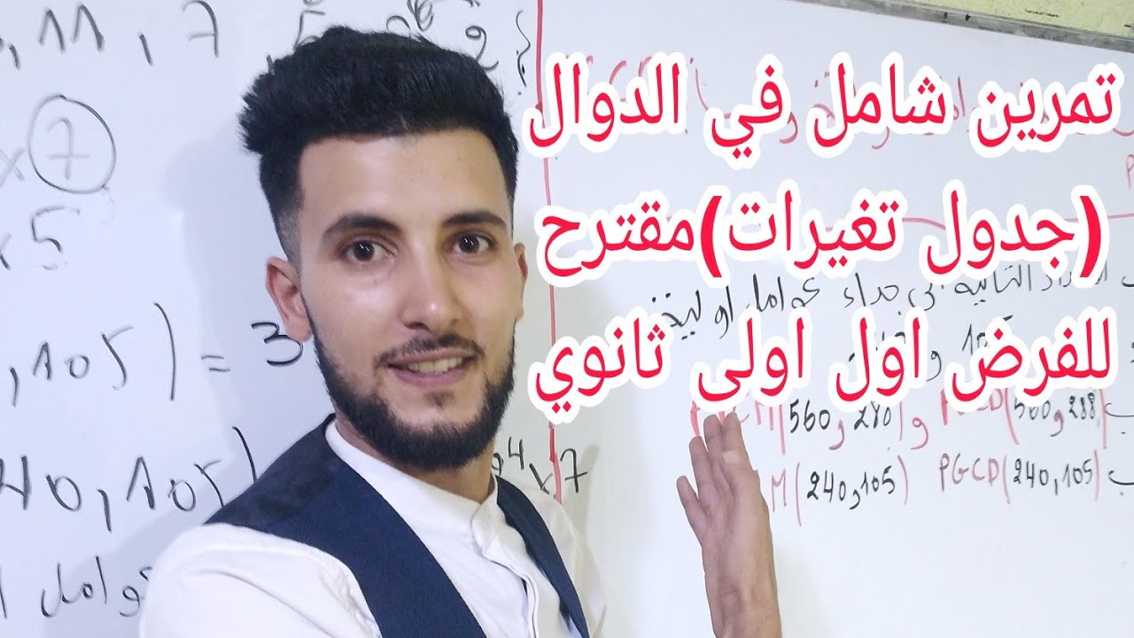تمرين شامل في عموميات على الدوال مقترح للفرض الاول اولى ثانوي الفصل الثاني