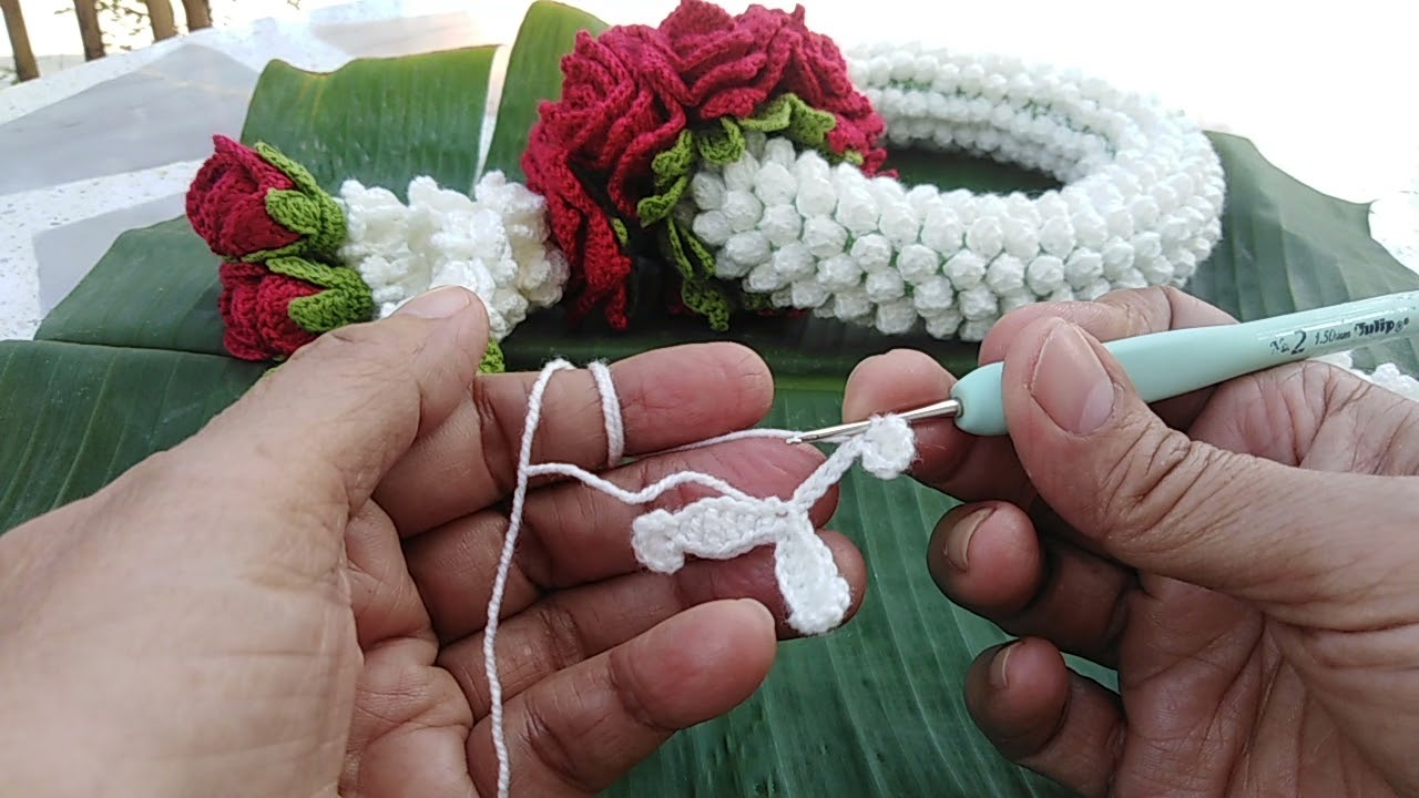 ถักมาลัยแขวนหน้ารถยนต์ ถักดอกรักง่ายๆสไตล์ฝนทิพย์🌺