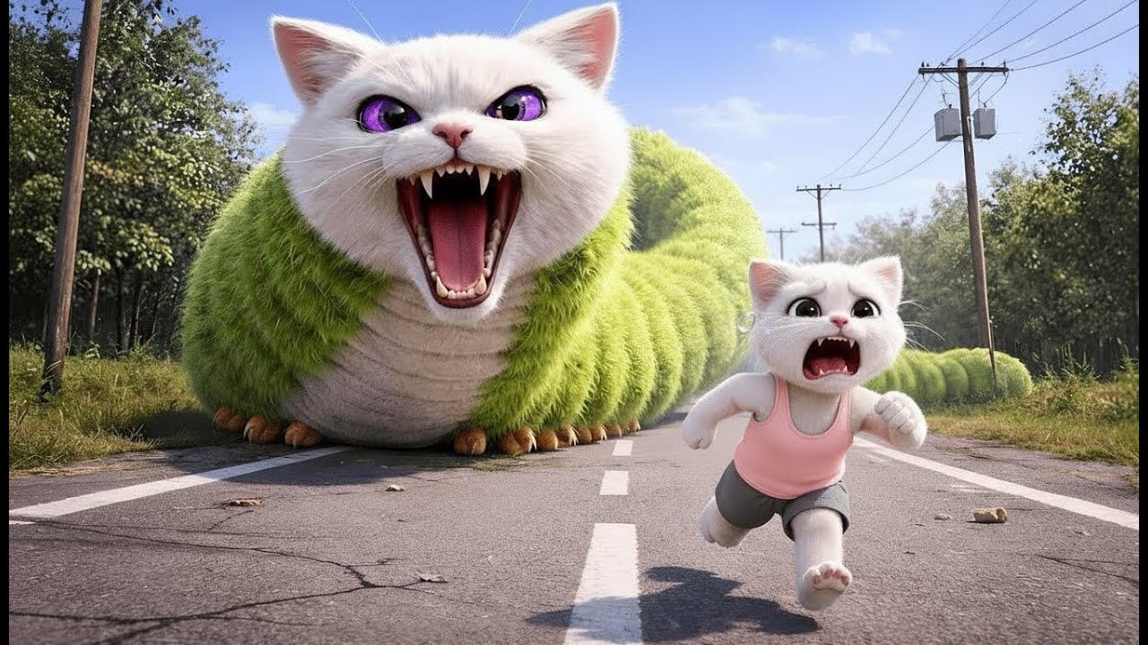 OMG!A tiny kitten faces a caterpillar A heartbreaking moment that will make you cry.🐱 #kittenstory