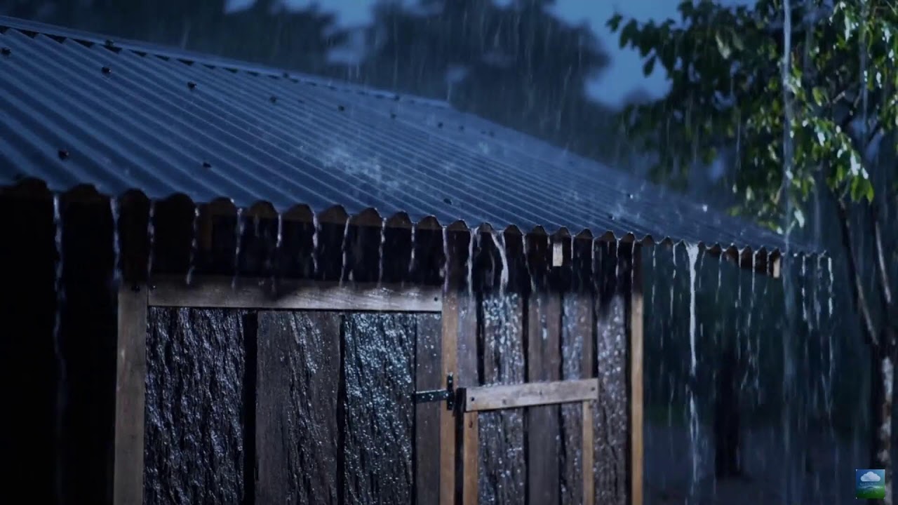 Midnight Soothing Rain on Metal Roof with Gentle Thunder | Relaxing ASMR for Sleep