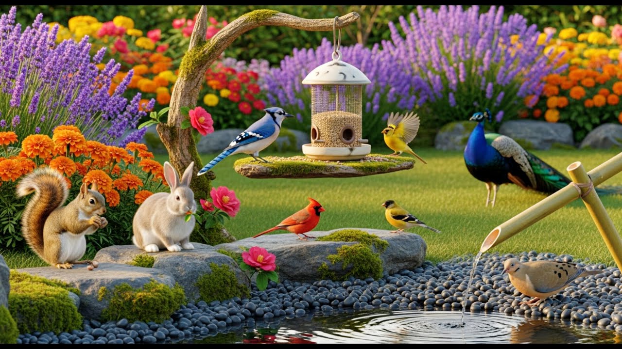 🔴 4K Winter Zen Garden Ambience ❄️ Birds, Snow & Calm Water | Cozy Christmas Relaxation • Cat TV