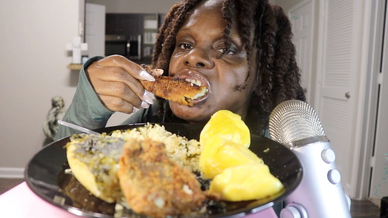 Trying Raw Jack fruit With Fried Hard Fish And Baked Rice ASMR Eating Sounds