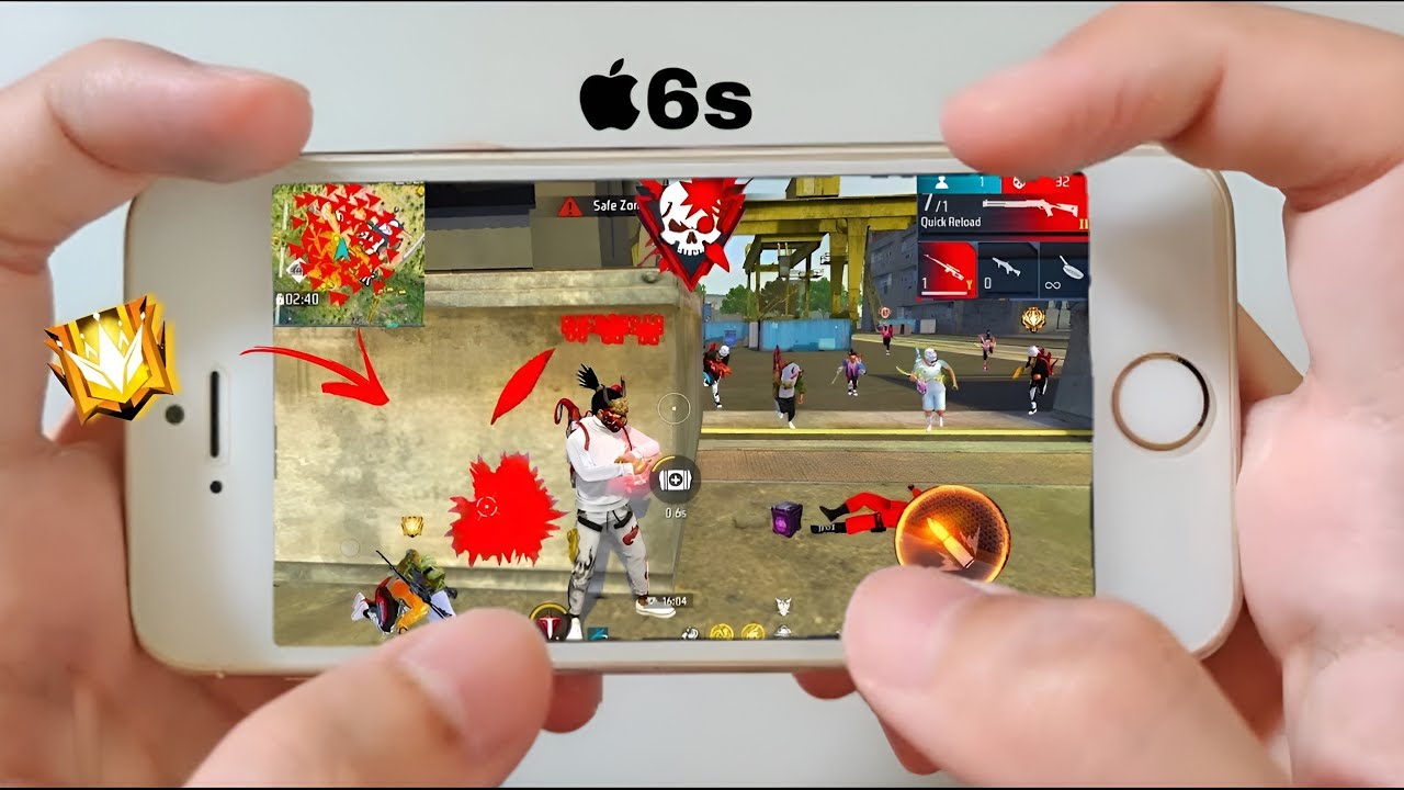 Iphone 6s+ Free Fire Gameplay test full max settings HUD+DPI+ MACRO 1 gb  old testing  rose gold 🔥