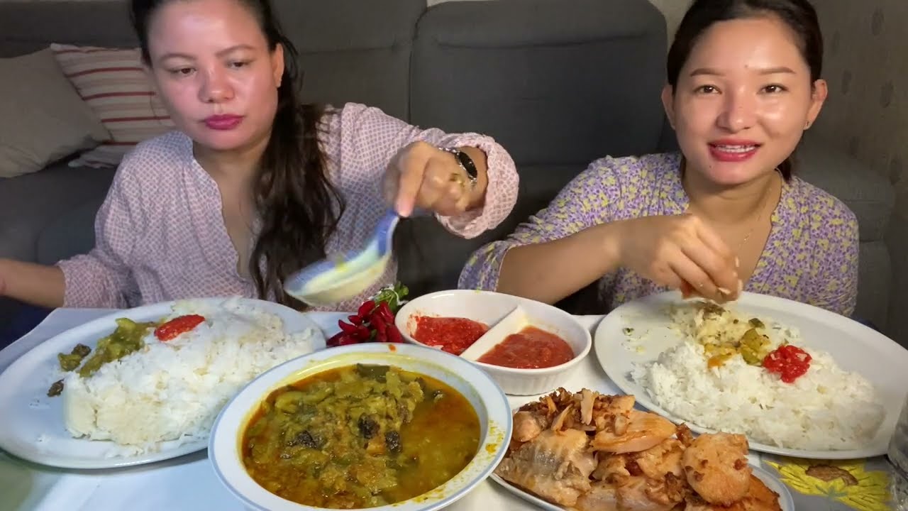 Salmon fish fry  पिरो अचार फर्सी सिकुटी mix gravy mukbang