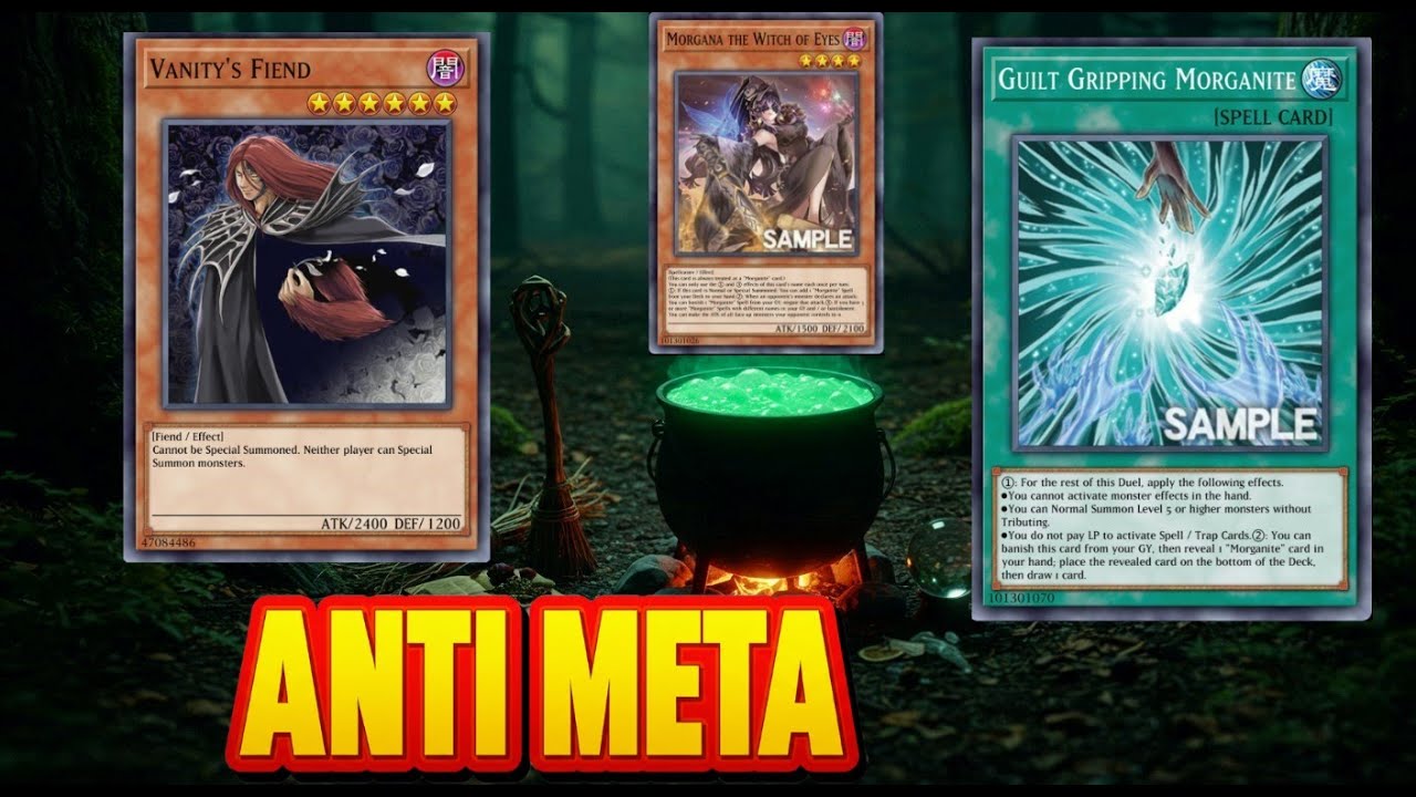Ygopro MDPRO3 Uncut Stunning Morganite Deck!Morgana the Witch of Eyes,Guilt Gripping Morganite, DUAD