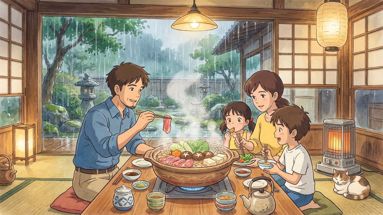 Rainy Day, Warm Family Moments, and Sukiyaki | Ghibli-Style Video