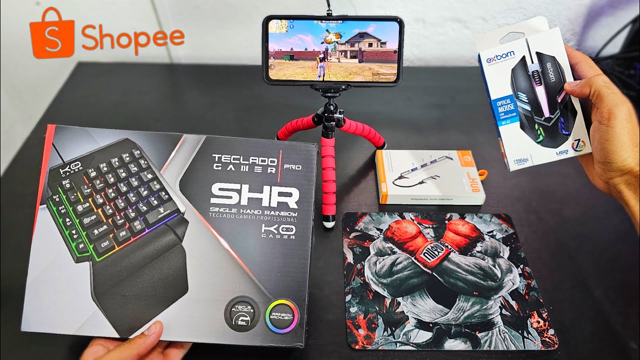 KIT MOBILADOR com TECLADO DE UMA MÃO DA SHOPEE !!! (Unboxing)