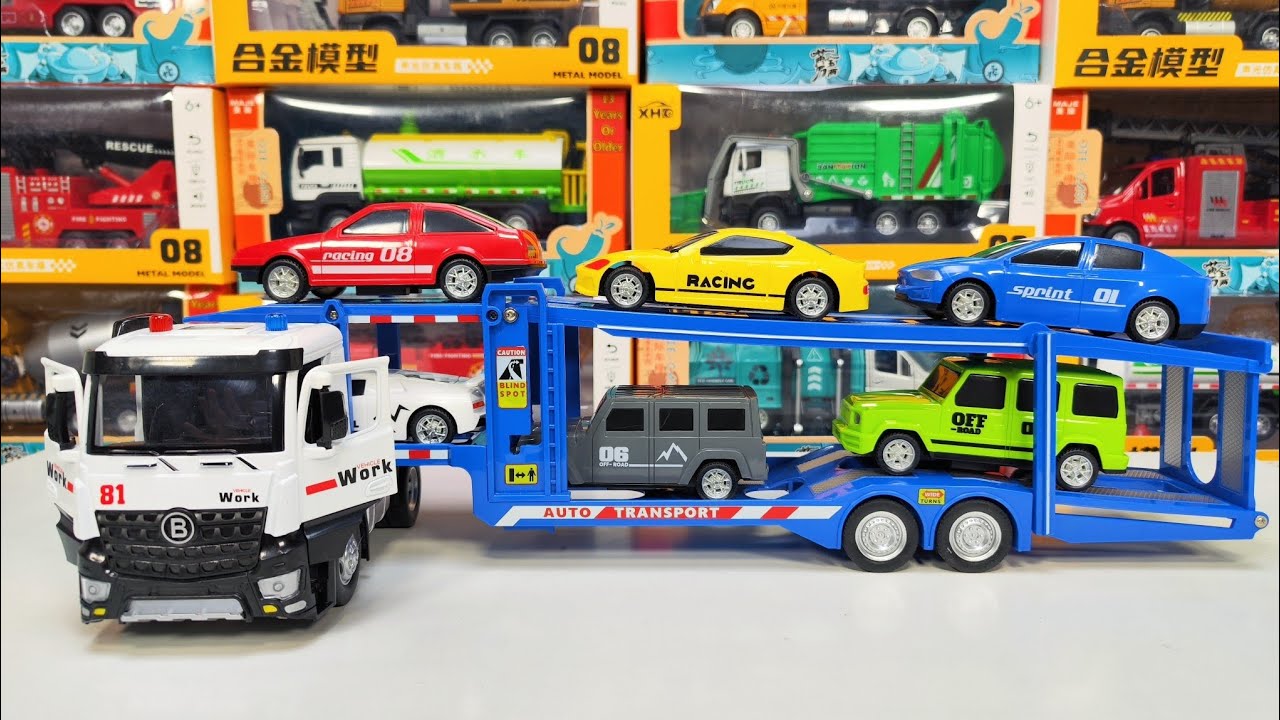 Satisfying Car Carrier Trailer Truck Miniature Unboxing | Realistic Toy Truck Review