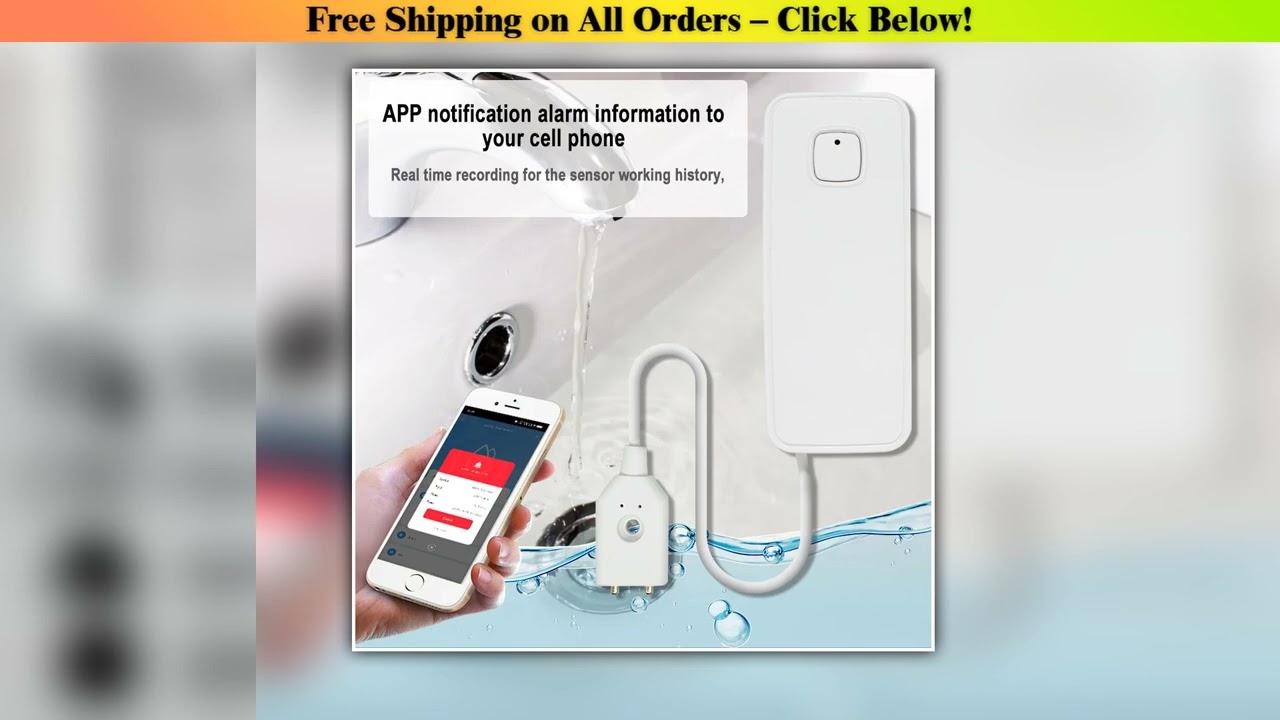 Tuya WiFi Smart Water Leak Sensor Water Overflow Level Detector 80dB Sound Alarm System Flood