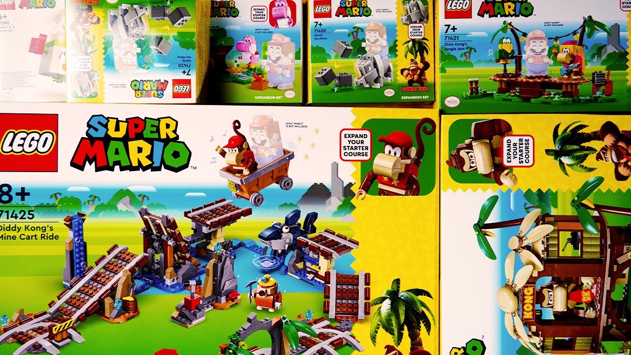 LEGO Donkey Kong Complete Set  Rambi,Dixie Kong's Jungle Jam,Donkey Kong's Tree House,Diddy Kong's
