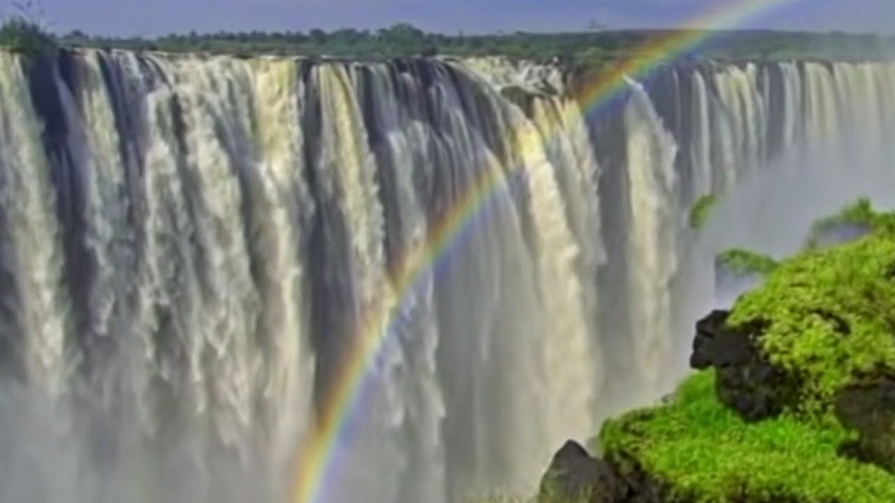 Rainbow Over a Powerful Waterfall | Calm & Soothing Nature