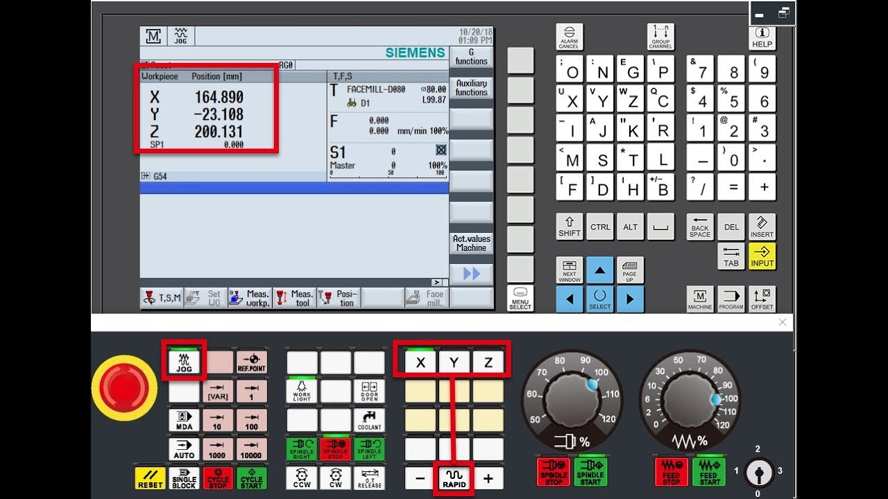 Mode JOG and RAPID button for CNC Mill Machine