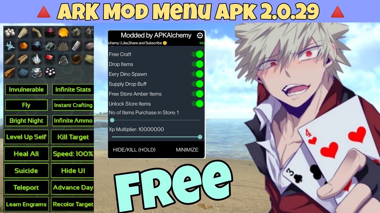  ARK Mobile Mod Apk 2.0.29 💯 Android 14 + God Console 🔥 Free Crafting No Password 🔑