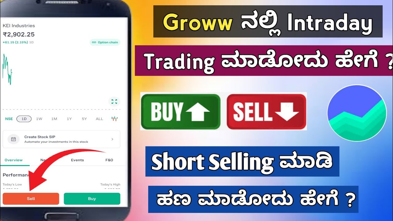 How To Intraday Trading With Groww | How To Intraday Short Selling In Groww | Stock Market Kannada |