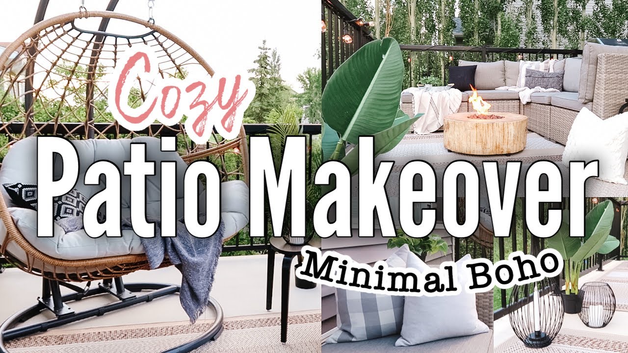 BOHO PATIO MAKEOVER || Cozy & Minimal Patio Decorating || Outdoor Decorating Ideas 2022