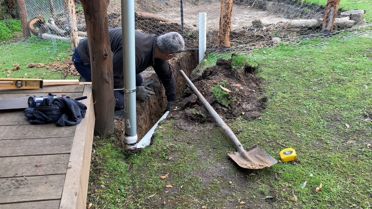Run a down pipe into the pond with gravity pressure and make a Chicken water feeder - Veggie Garden
